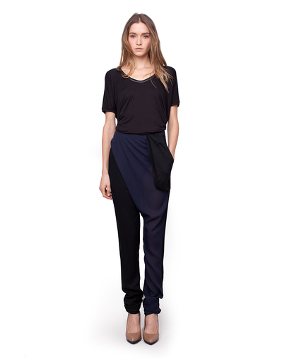 HARPUTS OWN DRAPE FRONT TWO TONE PANT HARPUTS OWN DRAPE FRONT TWO TONE PANT