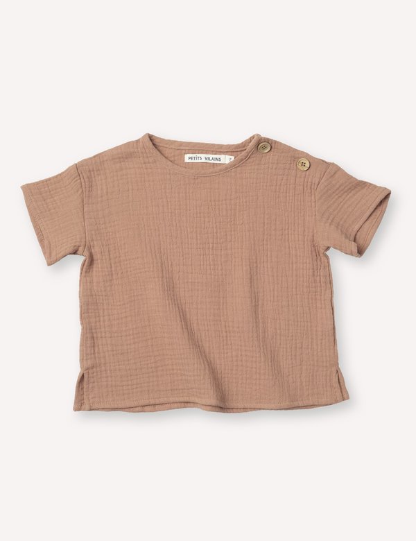 kids Petits Vilains Ami Woven Tee - Earth kids Petits Vilains Ami Woven Tee - Earth
