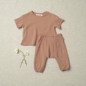 kids Petits Vilains Ami Woven Tee - Earth kids Petits Vilains Ami Woven Tee - Earth