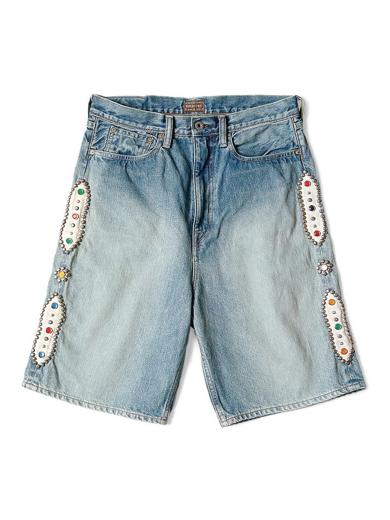 KAPITAL 14oz DENIM SHORTS (STUDS REMAKE) SIZE-34 EK-1626SP