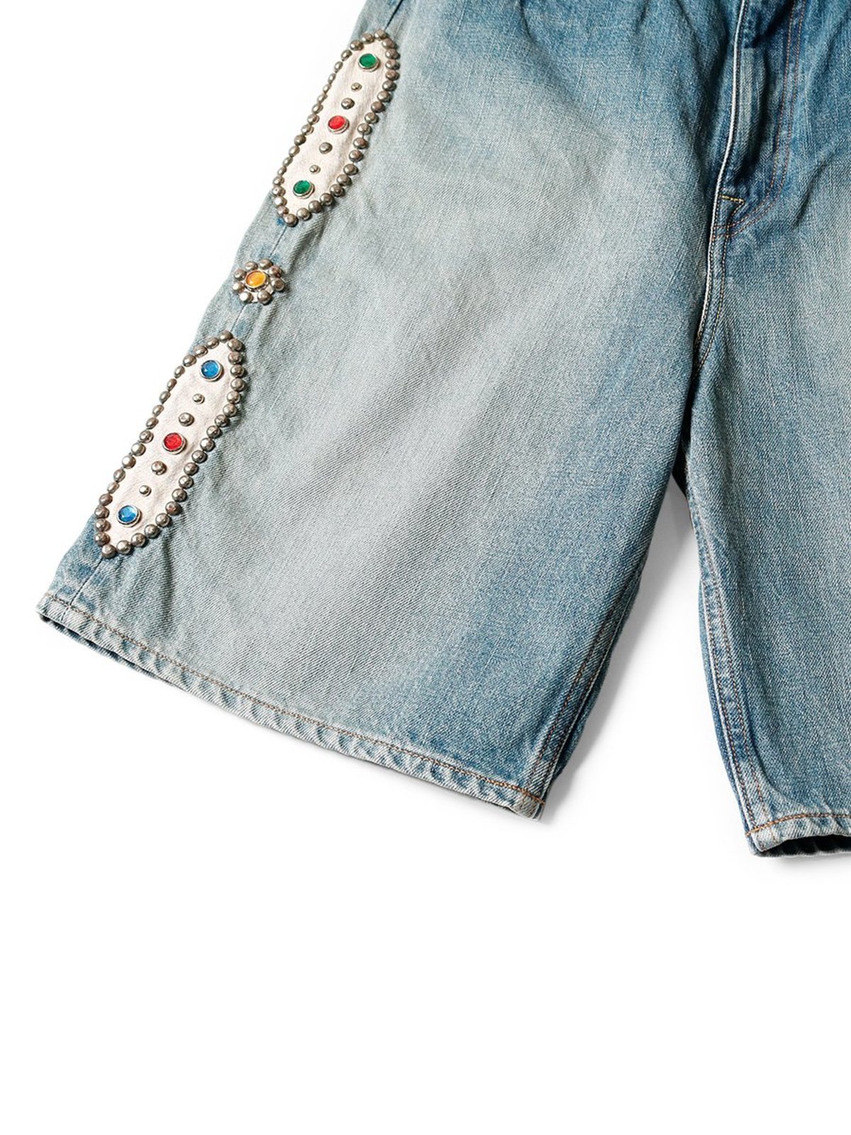 Kapital Studded Remake 14oz Denim 5P Shorts - Indigo | Garmentory