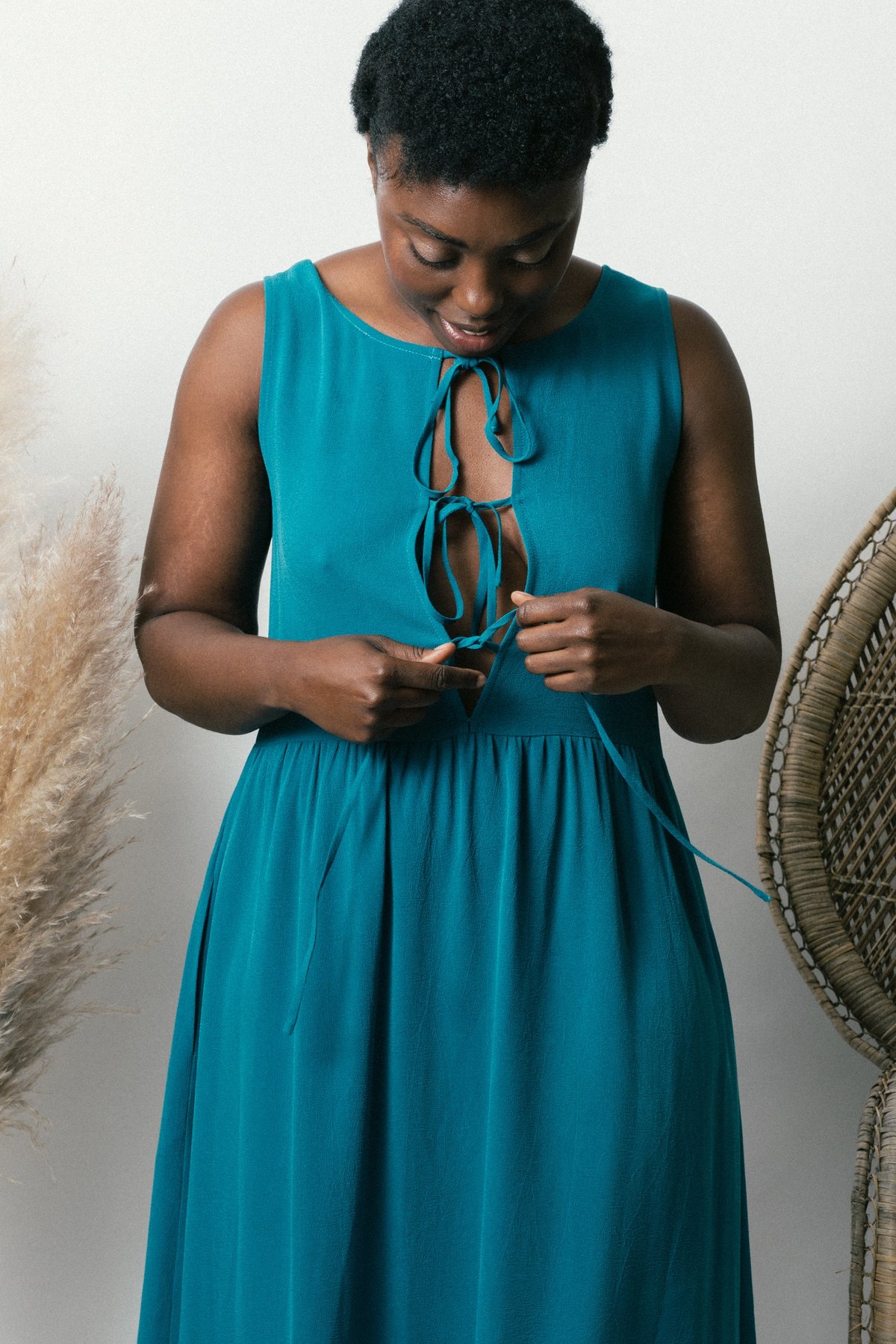 Altar Houseline Reversible Gwendolyn Dress - Vibrant Turquoise | Garmentory