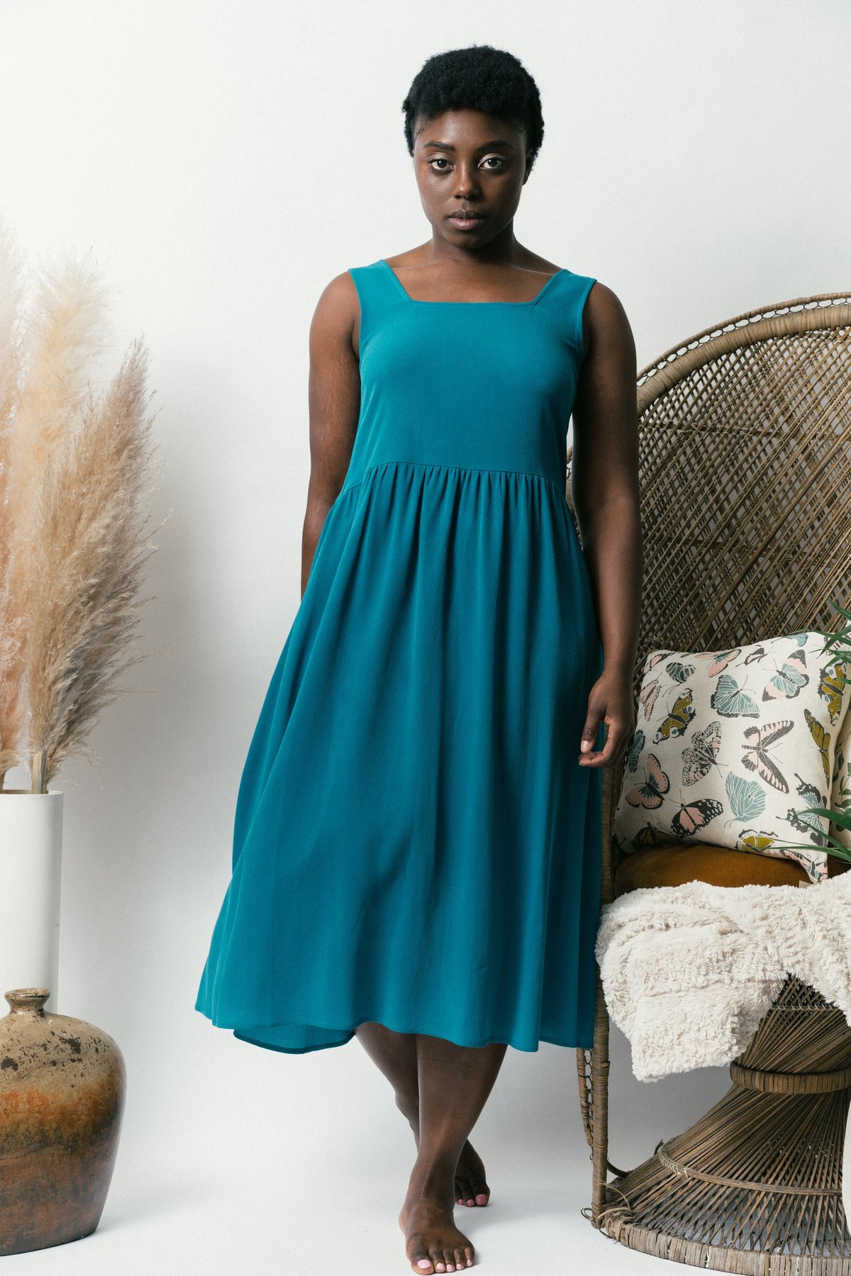 Altar Houseline Reversible Gwendolyn Dress - Vibrant Turquoise | Garmentory