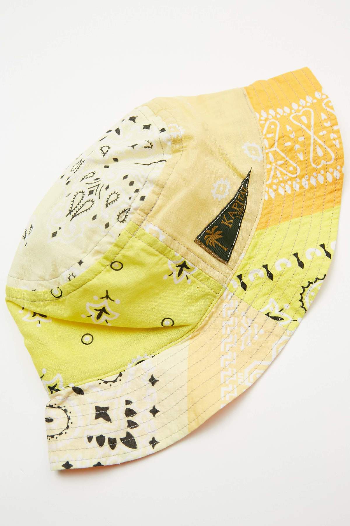 Kapital Bandana Patchwork Bucket Short Brim hat - Yellow | Garmentory