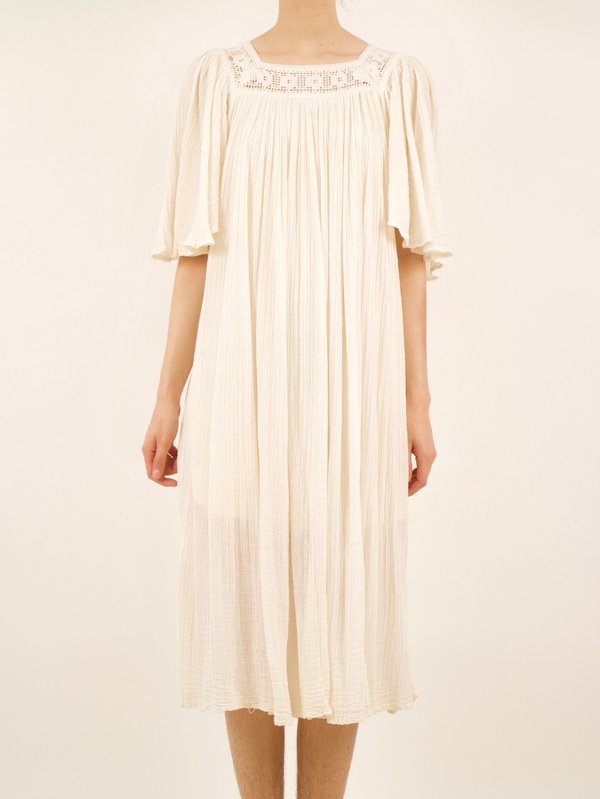 Vintage mid-length gauzy dress - off-white gauze | Garmentory Vintage mid-length gauzy dress - off-white gauze | Garmentory