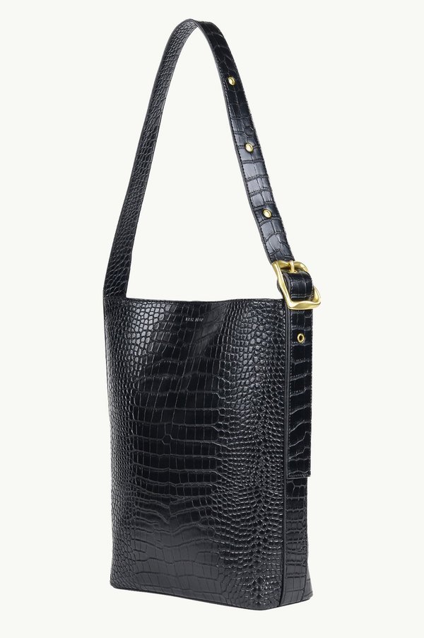 BRIE LEON Everyday Slouch Bucket Bag - Black Croc | Garmentory display picture 3