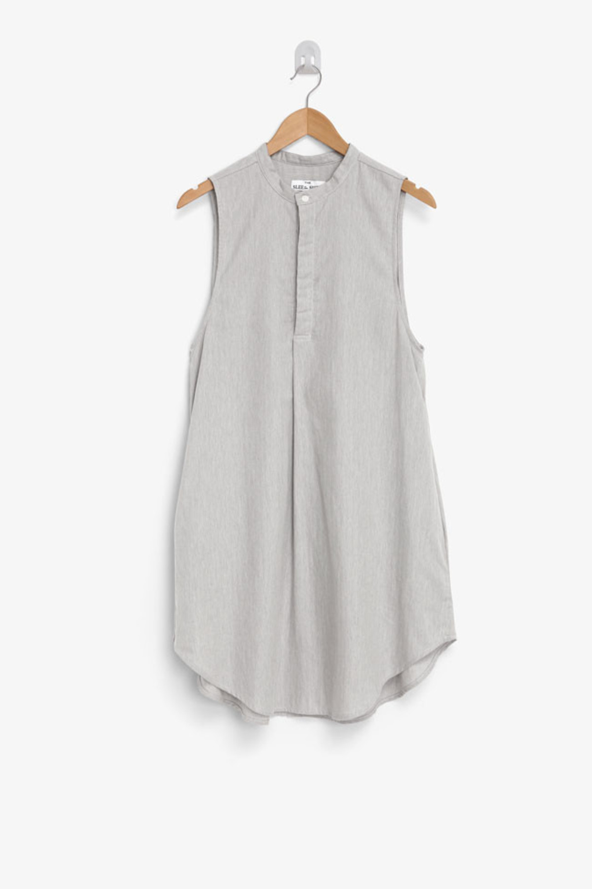 The Sleep Shirt Sleeveless Sleep Shirt Grey Herringbone | Garmentory