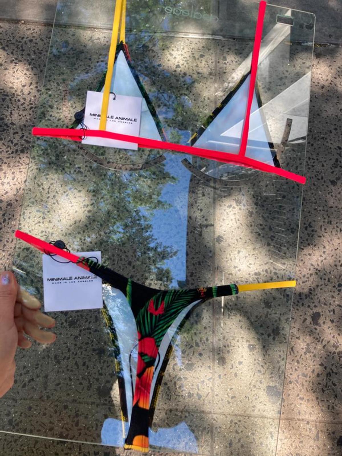 Minimale Animale Lucid Triangle Bikini Top - Tropical/Cheetah | Garmentory