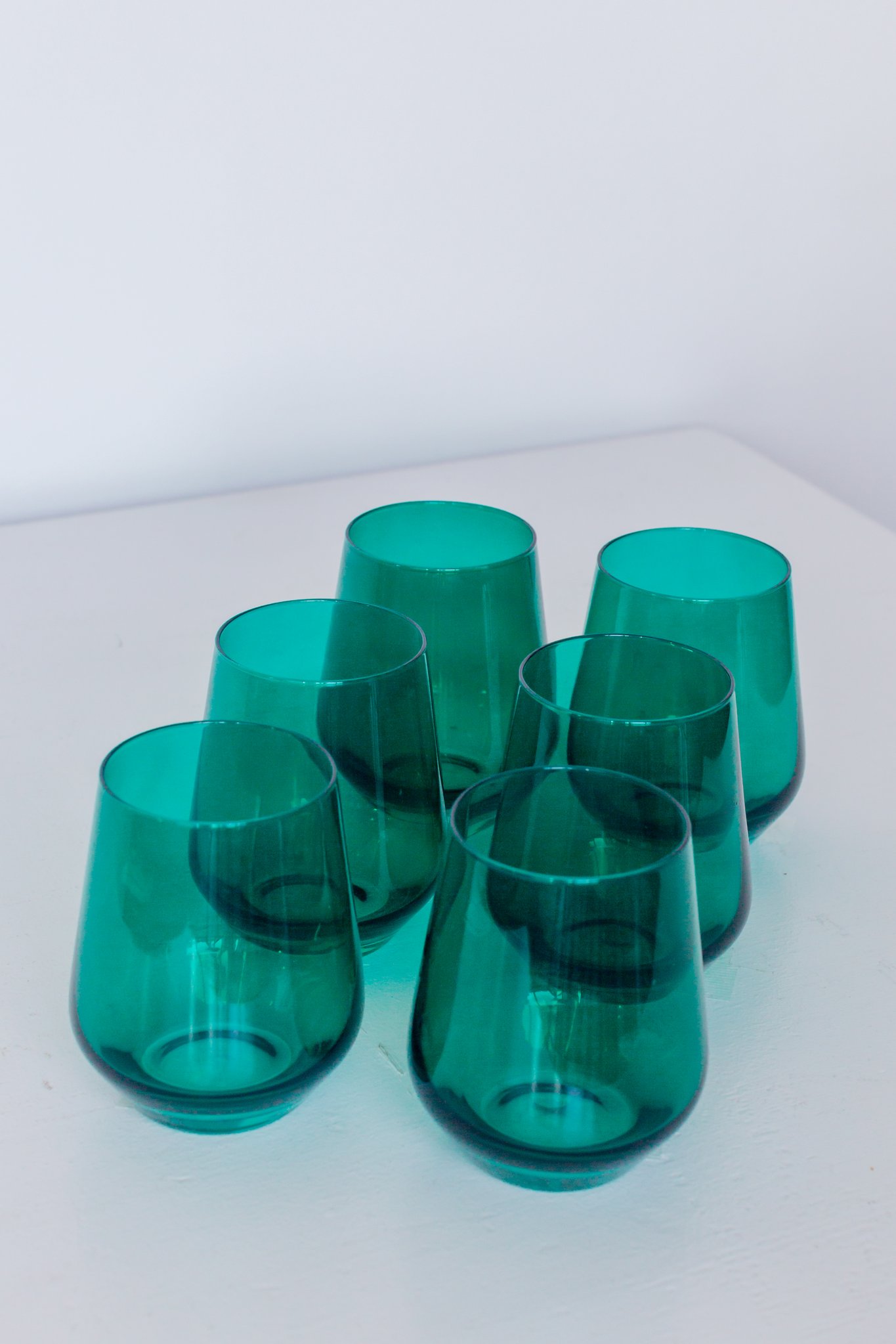 Estelle Colored Glass Stemless Wine Glasses Emerald Green Garmentory