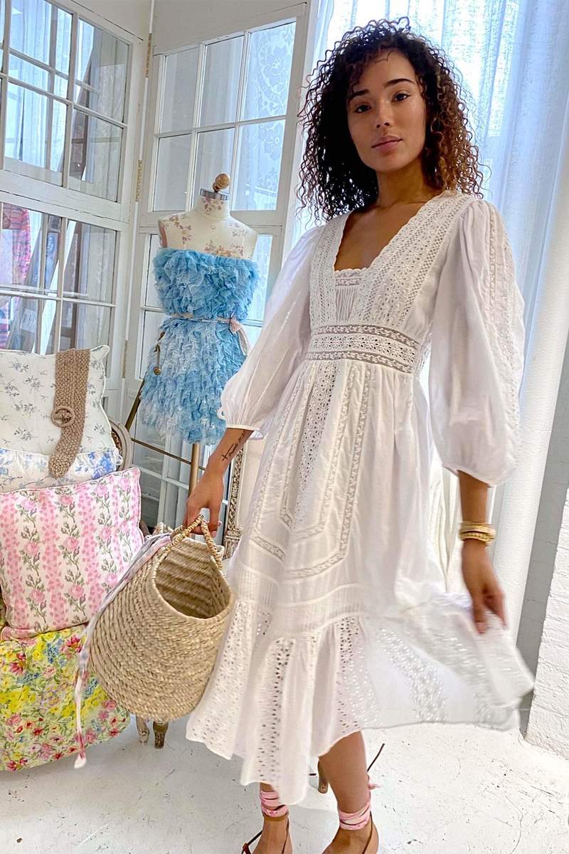 Love Shack Fancy Garrison dress True white