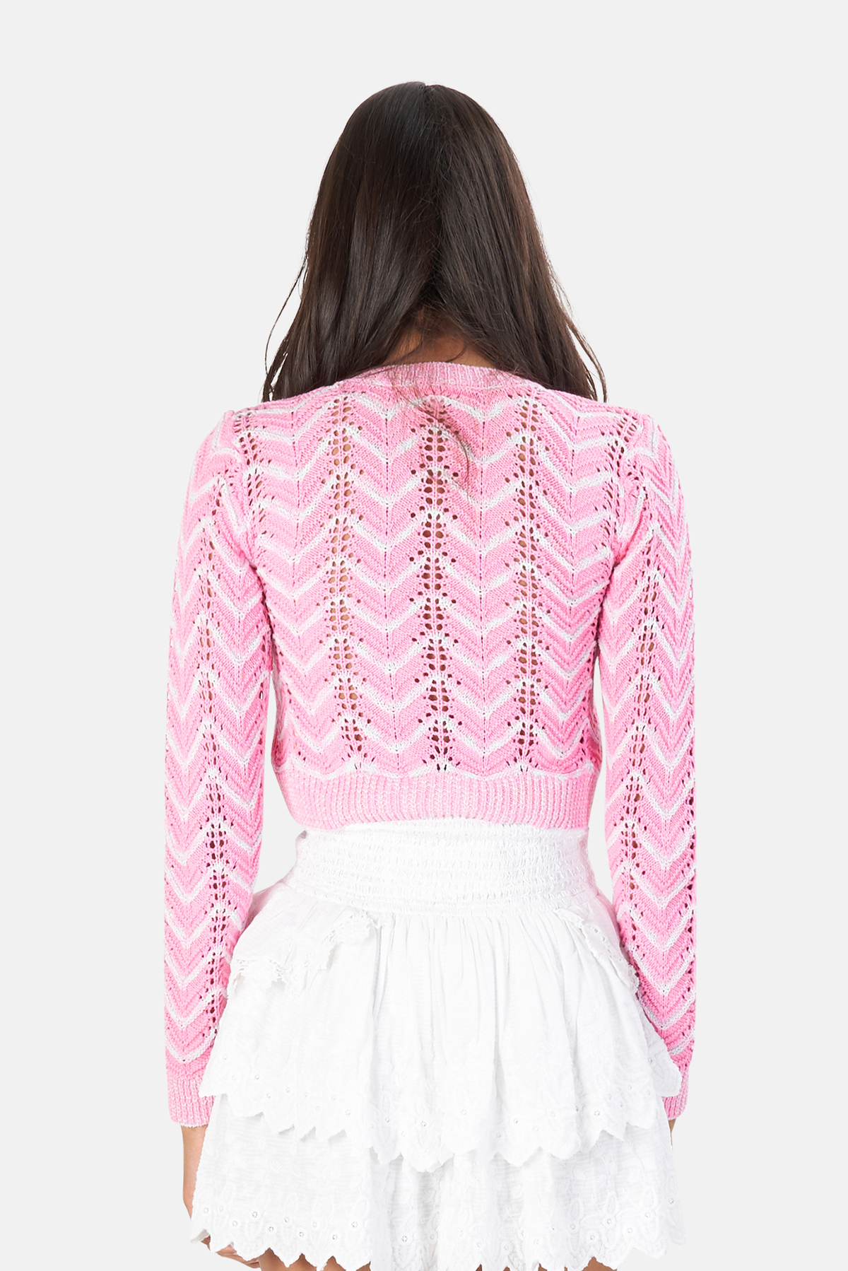 LoveShackFancy Melrose Cropped Cardigan Sweater Amor Pink Garmentory
