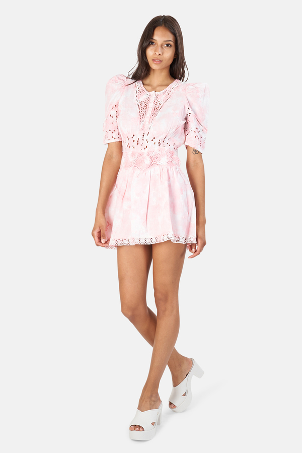 LoveShackFancy Divine Mini Dress - Pink 