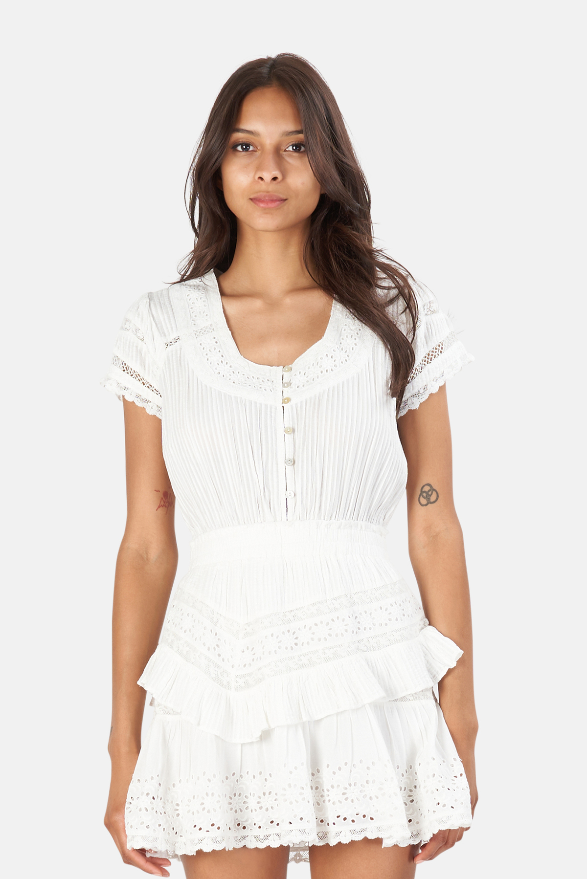 LoveShackFancy Jeromie Mini Dress True White Garmentory