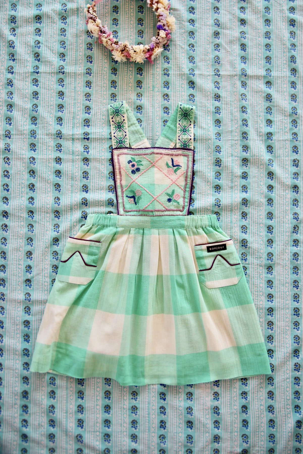 Bonjour Diary ／ NEW APRON DRESS 2-3Y Bonjour Diary New Apron Dress (Red Check) | Jean + Hadley