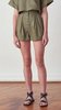 Matthew Bruch Button Fly Linen Short - Army Green - Thumbnail 2