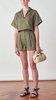 Matthew Bruch Button Fly Linen Short - Army Green - Thumbnail 5