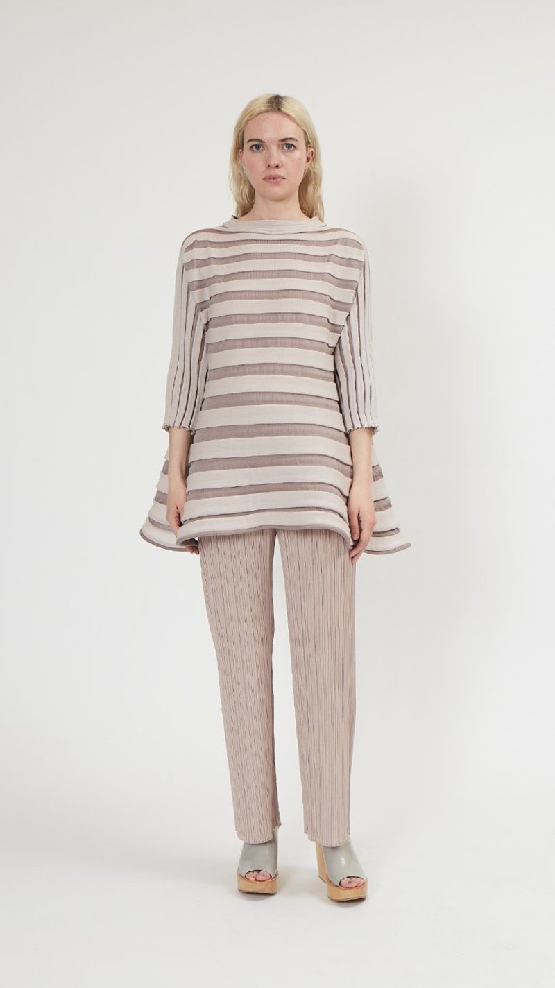 Issey Miyake Pleats Please Bounce Knit Shirt - Beige/Dark Beige  