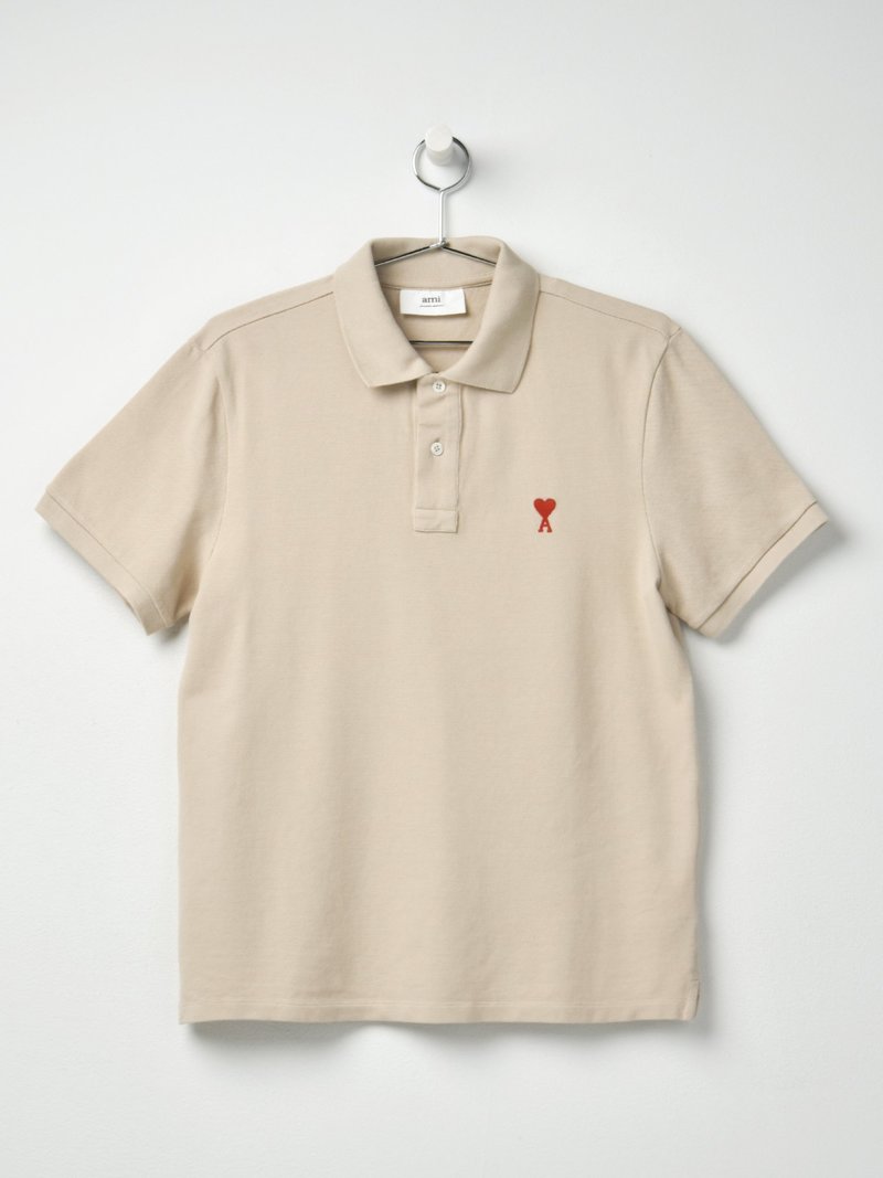 Tシャツ・カットソー Ami Khaki Polo Shirt With Button Placket Slim Fit Polo Shirt - Light beige - Men | H&M US