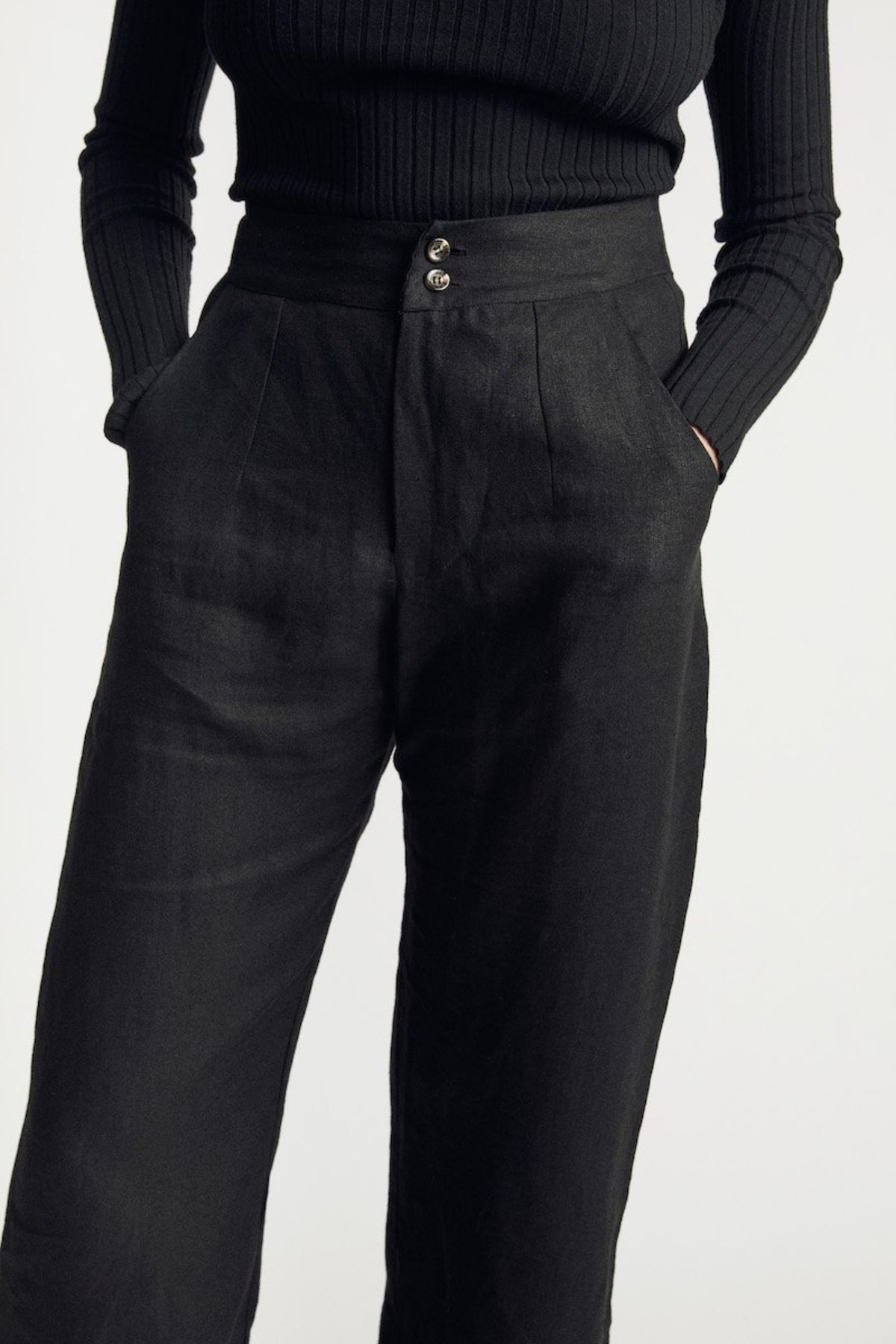 Sunshine Symbol Classic linen pant - Black - Image 2 of 5