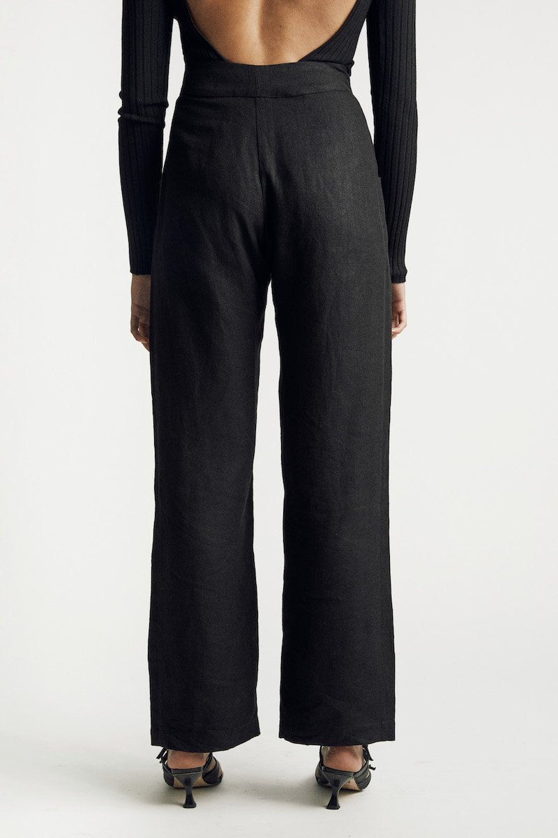 Sunshine Symbol Classic linen pant - Black