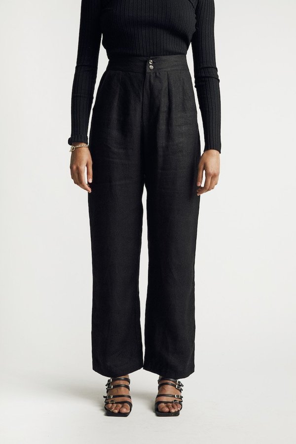 Sunshine Symbol Classic linen pant - Black