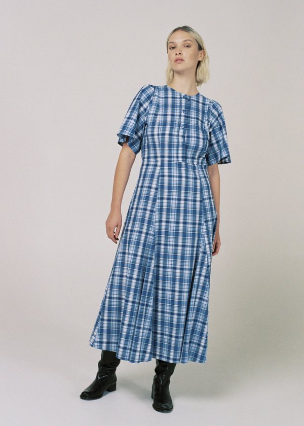 permanent vacation Perception Dress - Plaid Blue | Garmentory permanent vacation Perception Dress - Plaid Blue | Garmentory