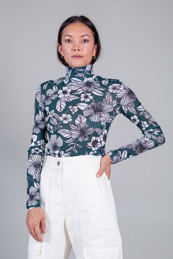 Christian Wijnants Taj Turtleneck - Bottle Green Bouquet Christian Wijnants Taj Turtleneck - Bottle Green Bouquet
