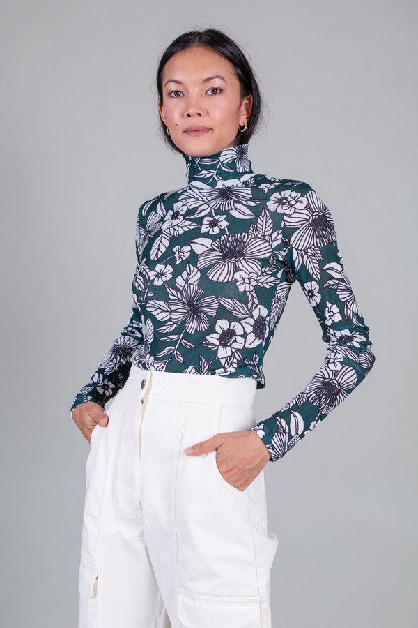Christian Wijnants Taj Turtleneck - Bottle Green Bouquet Christian Wijnants Taj Turtleneck - Bottle Green Bouquet