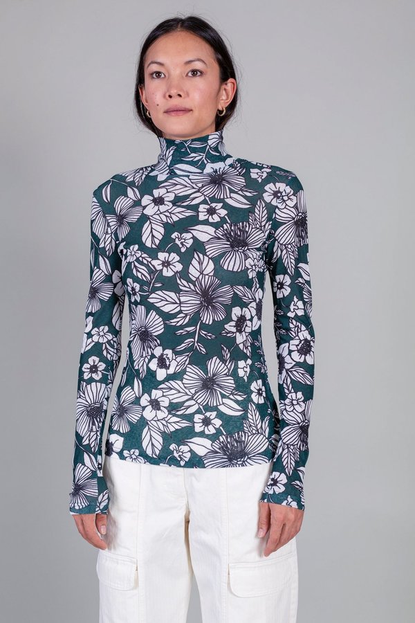 Christian Wijnants Taj Turtleneck - Bottle Green Bouquet Christian Wijnants Taj Turtleneck - Bottle Green Bouquet