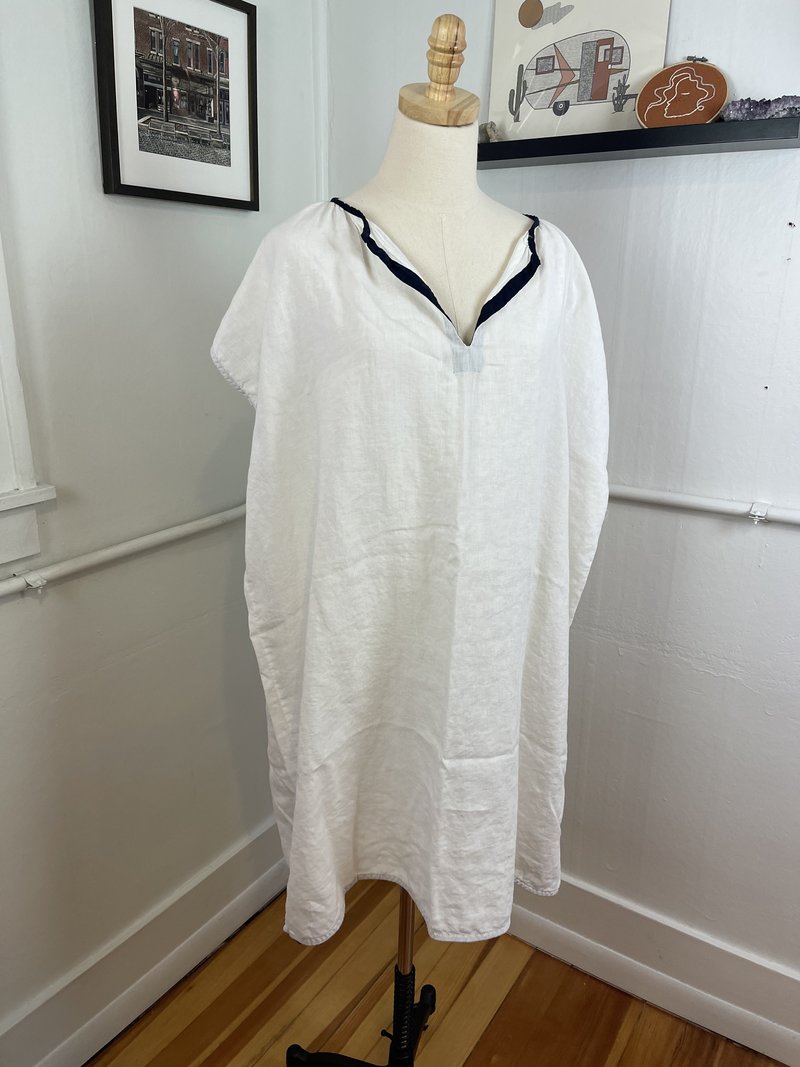 chinese dress ladies 0039 Italy Ruffle Tie Neck Tiered Linen Dress Azure Blue – SisterOnlinestore main image 1