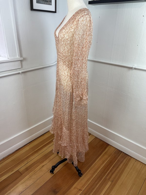 floral print maxi dress long sleeve ASTR the Label | Quinn Floral Cutout Midi Dress | Size L