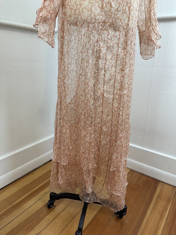 Pre-loved] Doen Floral Silk Maxi Dress - Pink/Cream | Garmentory