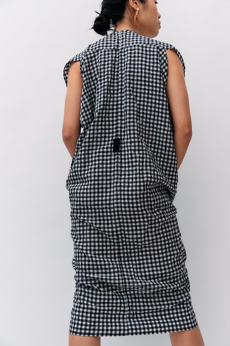 pre-loved Zero Maria Cornejo Cocoon Gingham Print Dress - Black/White