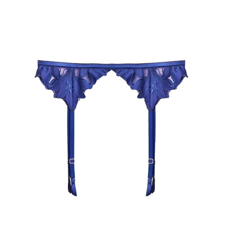 【関税込み】Fleur du Mal ブルー Lily ガーターベルト Fleur du Mal: Lily Embroidery Lace Garter Belt - Starry Blue
