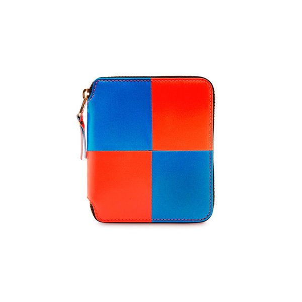 Comme Des Garçons Classic Zip Wallet - Fluo Squares Blue/Orange Comme Des Garçons Classic Zip Wallet - Fluo Squares Blue/Orange