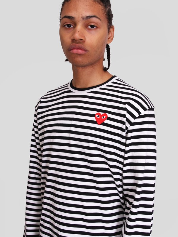 Mens Cdg Striped Tee Striped Tshirt Black And White Striped Shirt