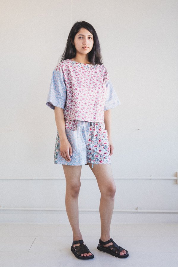 Kasmaria Floral Patch Tee - Blue