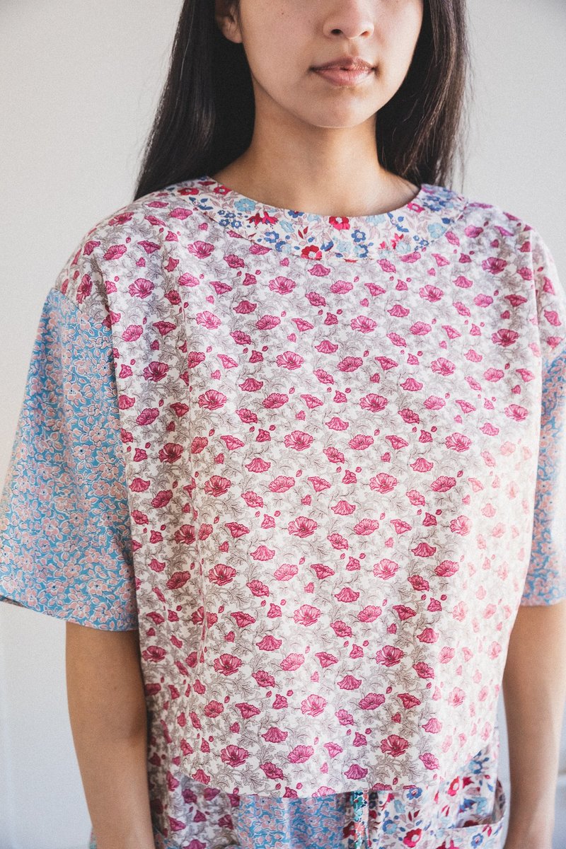 Kasmaria Floral Patch Tee - Blue