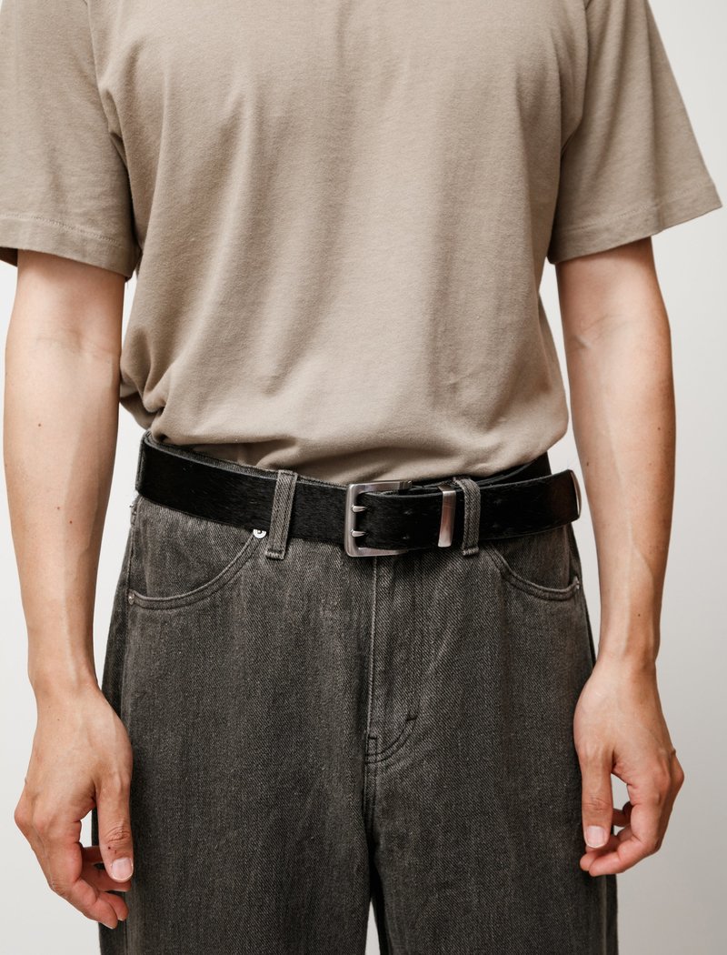 Our Legacy Double Tongue Belt - Black Hair on Hide | Garmentory