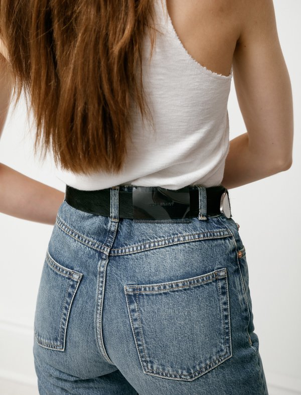 Our Legacy Double Tongue Belt - Black Hair on Hide | Garmentory