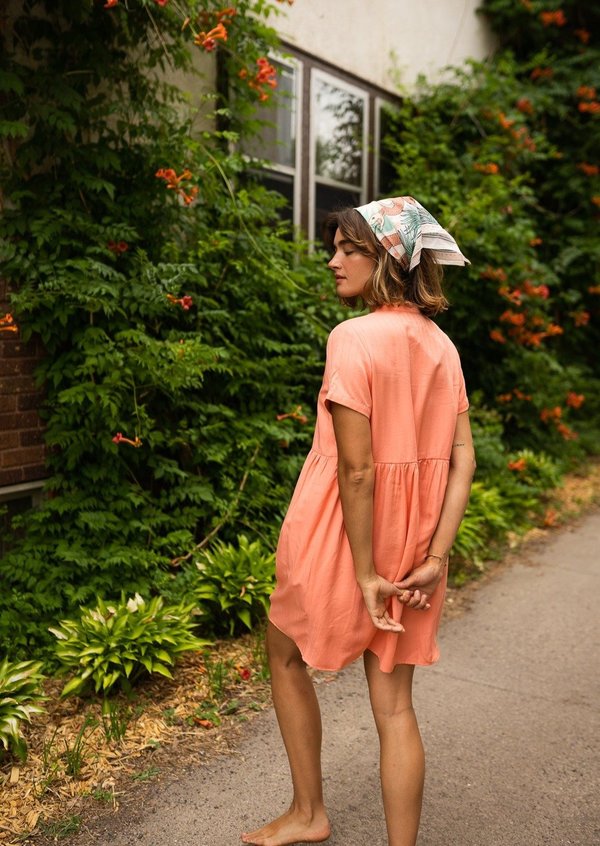 knee length dresses for ladies Daphne Brown Linen Maxi Dress – Pleated Lace Cutwork main image 1