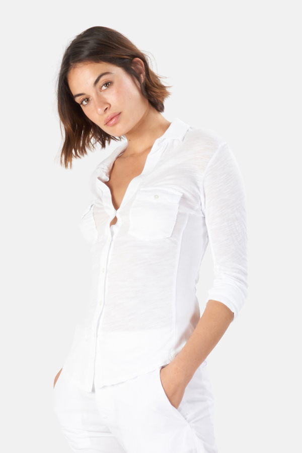 James Perse Sheer Slub Side Panel Shirt 