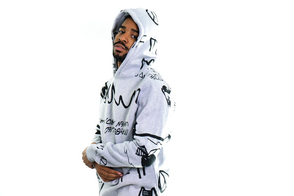 I Love Ugly Scribble Print Hoodie Grey