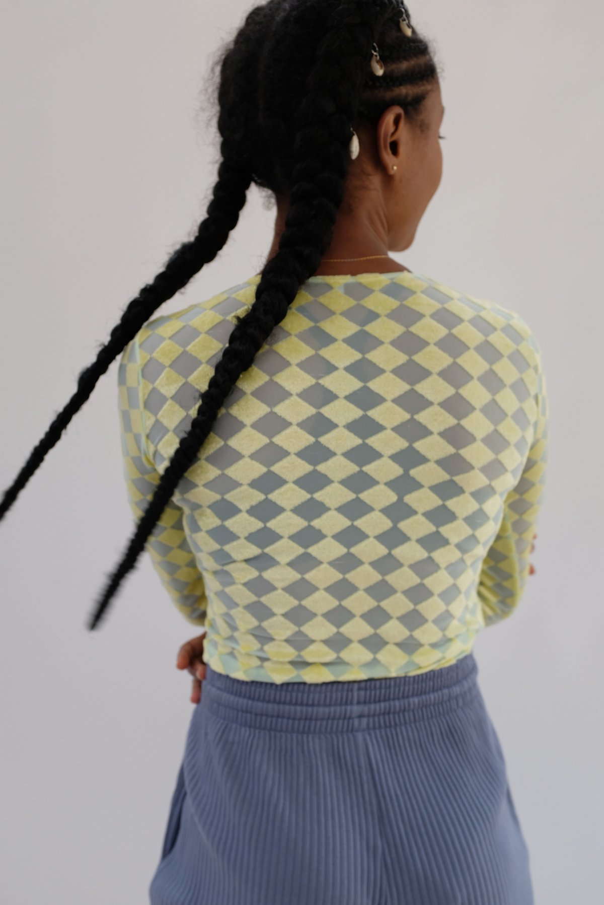 【2025年最新】海外限定の人気アイテム Tee Sleeve Long Omo Baserange - Garmentory | Yellow Hewa Checked トップス