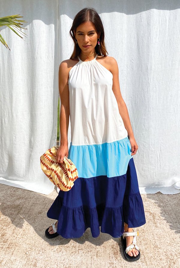 long sleeve pleated maxi dress Petal and Pup Women's Hilary Pleated Maxi Dress