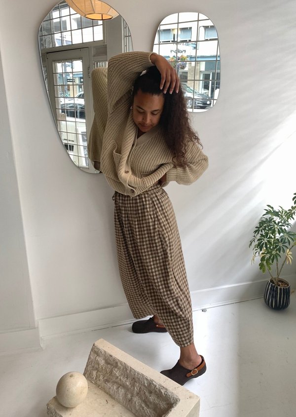 Cordera Checkered Maxi Pants - Breen | Garmentory