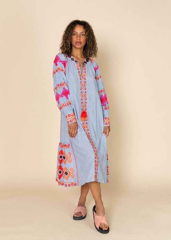 embroidered long sleeve midi dress Embroidered Midi Dress Multicolor / XXL main image 1
