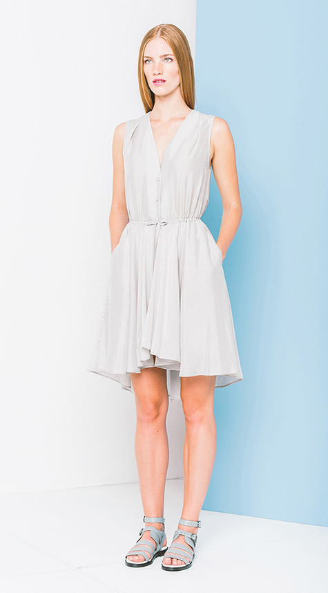 Obakki V-Neck Gathered Waist Dress Obakki V-Neck Gathered Waist Dress