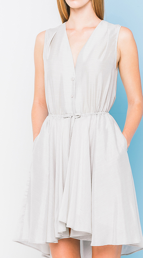 Obakki V-Neck Gathered Waist Dress Obakki V-Neck Gathered Waist Dress