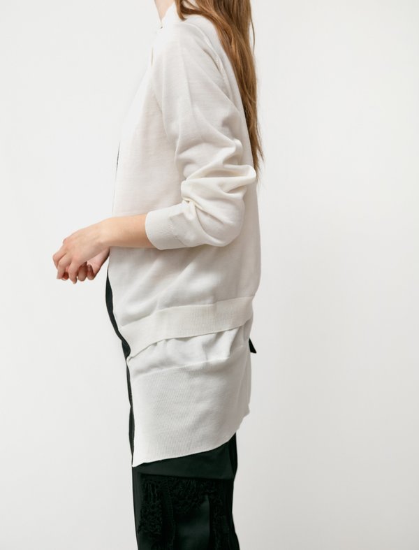 Y's by Yohji Yamamoto Layering Taste Diagonal Knit Top - Black / White Y's by Yohji Yamamoto Layering Taste Diagonal Knit Top - Black / White